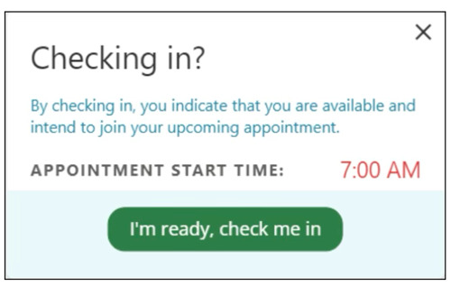 Aspect Counseling portal check in button